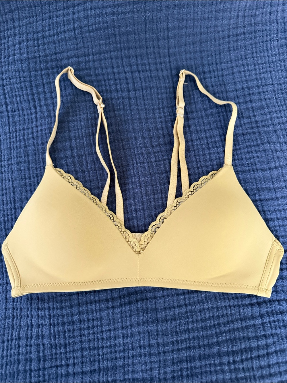 aerie Lace-Trim Wireless Bralette in Light Gold